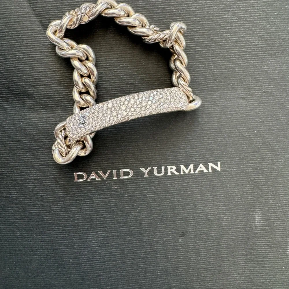 AUTHENTIC David Yurman Belmont Curb Link ID Bracelet w/Diamonds - Picture 4 of 9